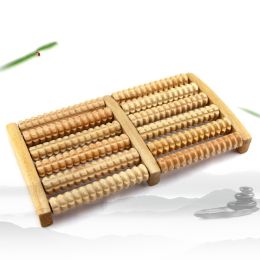 Six-row Massager Wooden Roller Household (Option: Six Rows)