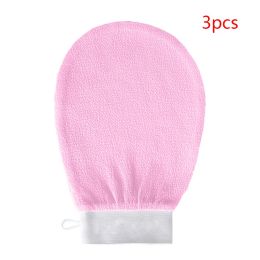 Rayon Viscose Fiber Medium Fine Sand Exfoliating Bath Gloves (Option: Pink-3PCS)