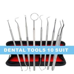 10 Piece Set Of Stainless Steel Tools For Dental Care And Cleaning (Option: 10piece set)