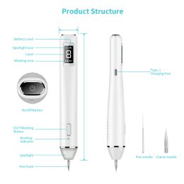 Freckle Removing Pen Miniature Household Laser Beauty Instrument (Color: White)