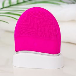 Electric Silicone Cleansing Instrument Pore Cleaning Brush Mini Ultrasonic Beauty Instrument (Option: Pink Electric Model-Facial Cleaner)