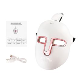 Electric Light Beauty Instrument Facial Mask Instrument Seven Color Light (Option: Gold-Tape box-USB)