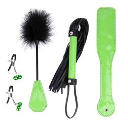 Product 4-piece Set Leather Racket Whip (Option: Green Suit)